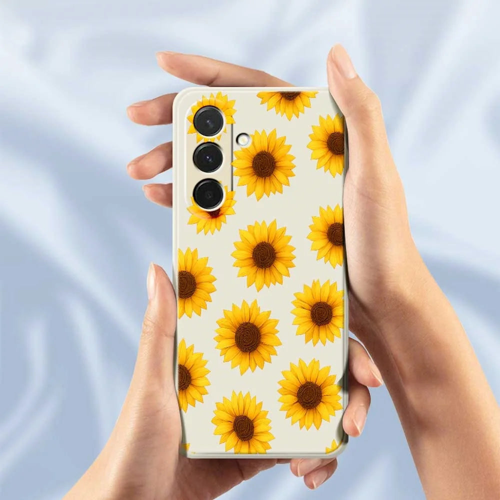 For Samsung Galaxy A36 5G Case Sunflowers Pattern Printing Straight Edge TPU Phone Back Cover - Beige - 6