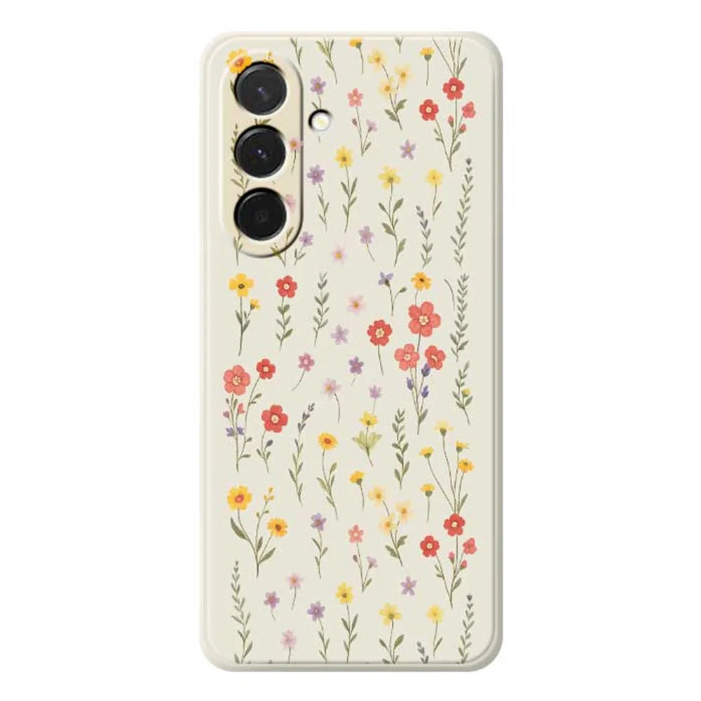 For Samsung Galaxy A36 5G Case Flowers and Grass Pattern Printing Straight Edge TPU Phone Back Cover - Beige - 1