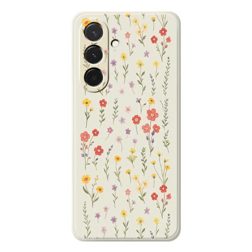 For Samsung Galaxy A36 5G Case Flowers and Grass Pattern Printing Straight Edge TPU Phone Back Cover - Beige - 1
