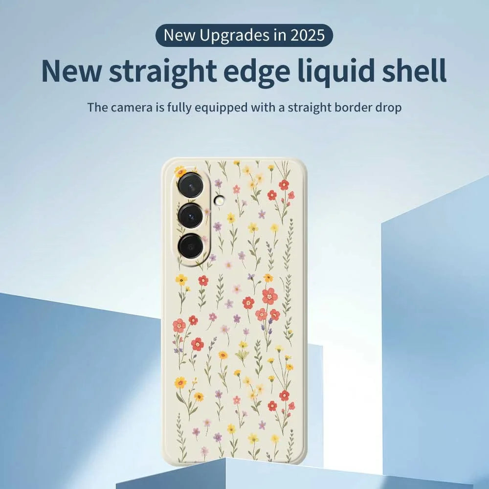 For Samsung Galaxy A36 5G Case Flowers and Grass Pattern Printing Straight Edge TPU Phone Back Cover - Beige - 3