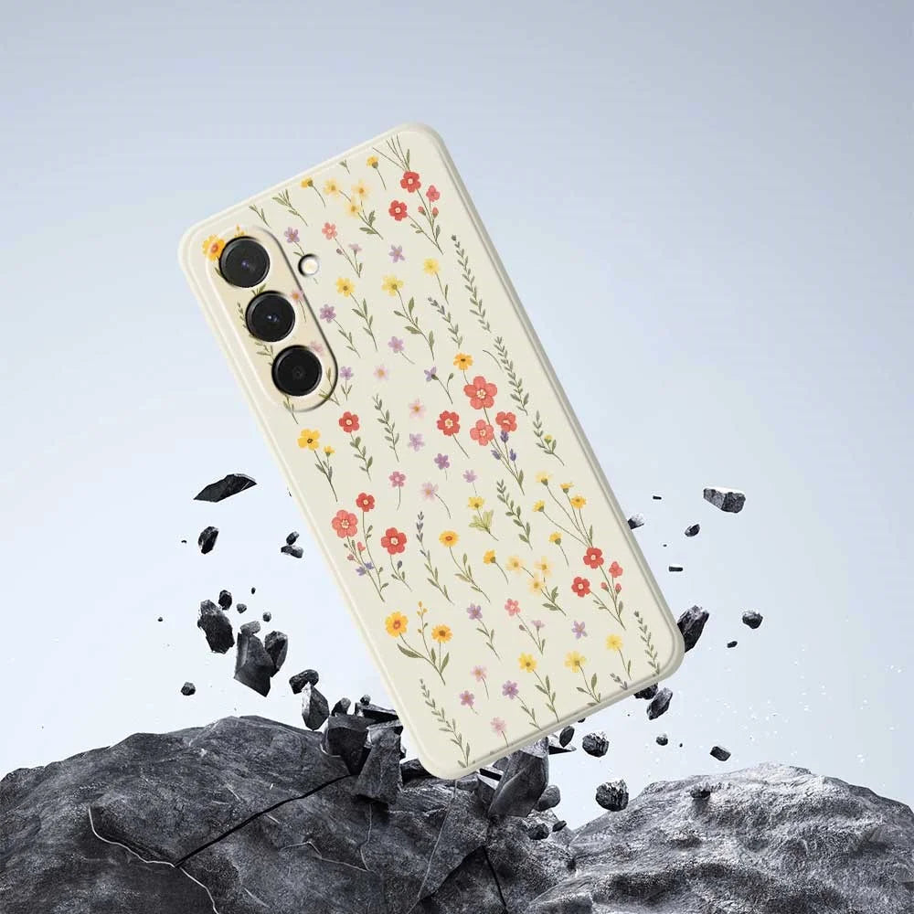 For Samsung Galaxy A36 5G Case Flowers and Grass Pattern Printing Straight Edge TPU Phone Back Cover - Beige - 7
