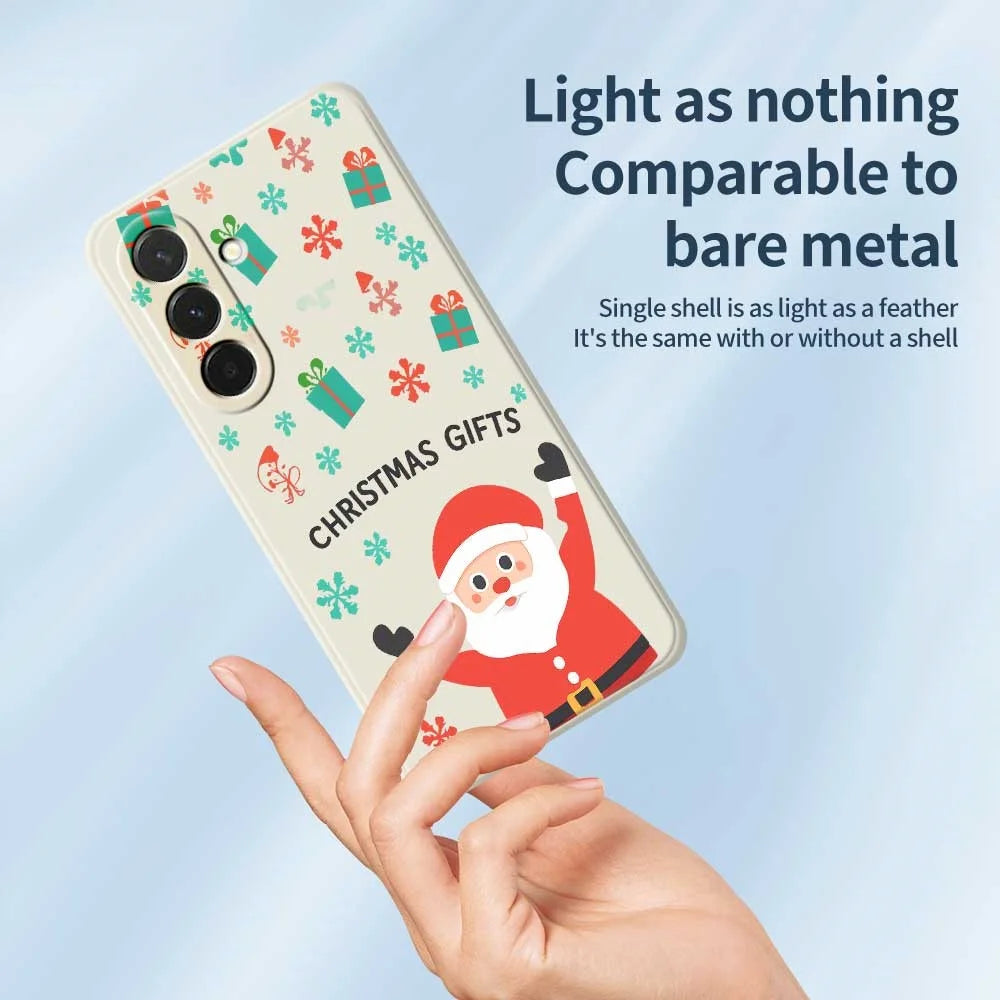 For Samsung Galaxy A36 5G Case Christmas Gifts Pattern Printing Straight Edge TPU Phone Back Cover - Beige - 4