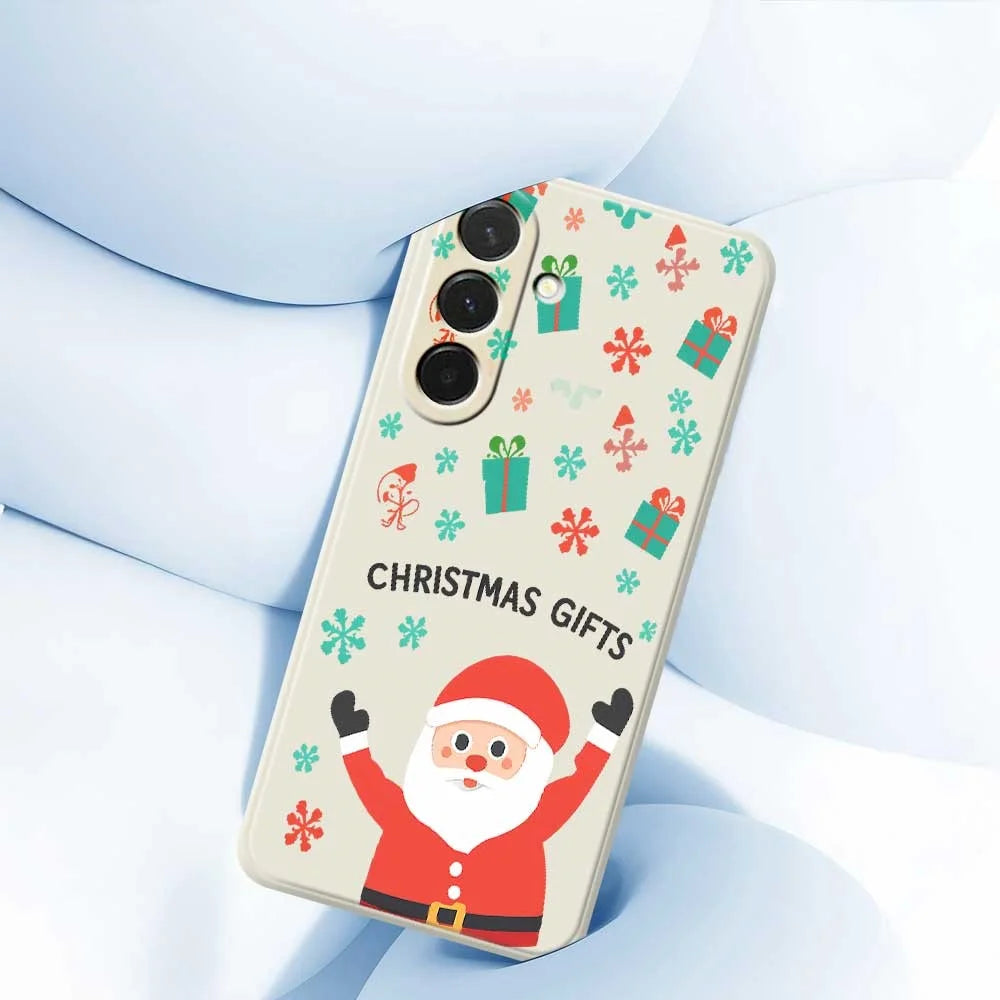 For Samsung Galaxy A36 5G Case Christmas Gifts Pattern Printing Straight Edge TPU Phone Back Cover - Beige - 5