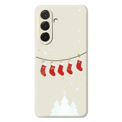 For Samsung Galaxy A36 5G Case Christmas Stockings Pattern Printing Straight Edge TPU Phone Back Cover - Beige - 1