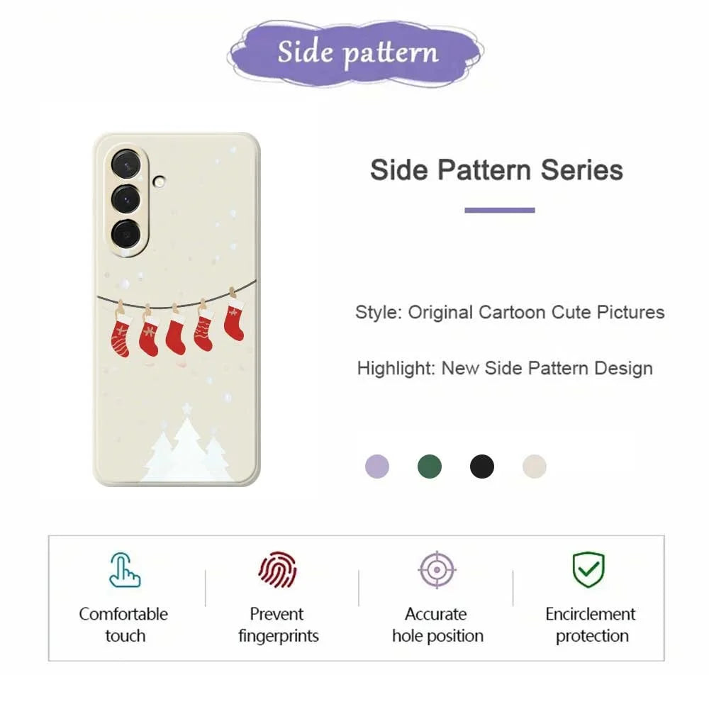 For Samsung Galaxy A36 5G Case Christmas Stockings Pattern Printing Straight Edge TPU Phone Back Cover - Beige - 2