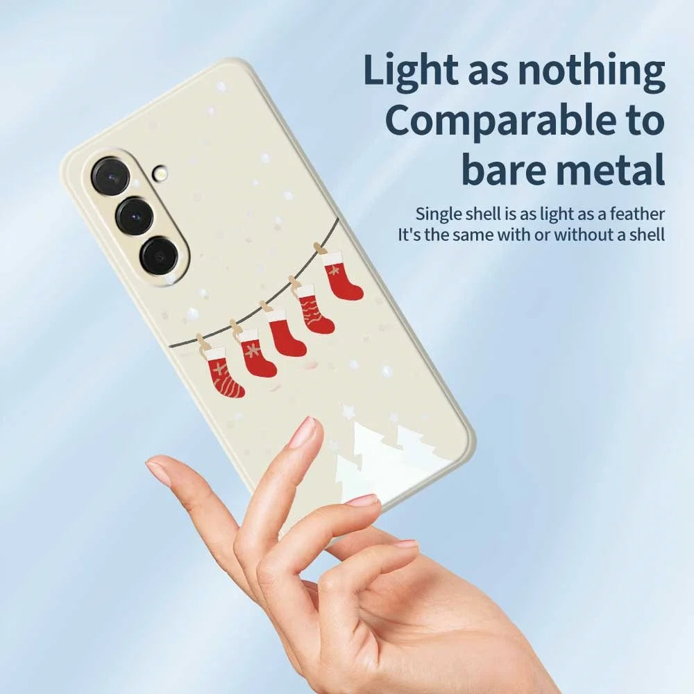 For Samsung Galaxy A36 5G Case Christmas Stockings Pattern Printing Straight Edge TPU Phone Back Cover - Beige - 4