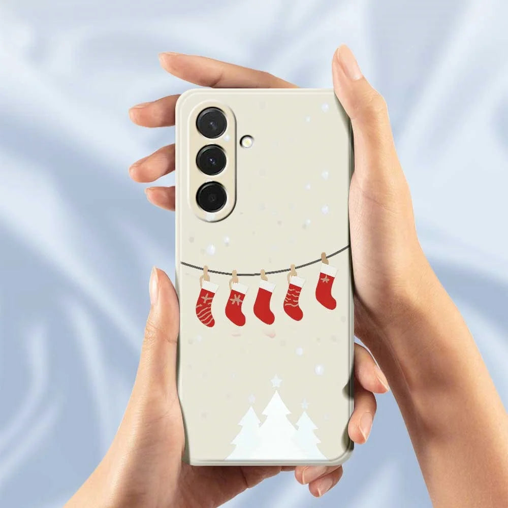 For Samsung Galaxy A36 5G Case Christmas Stockings Pattern Printing Straight Edge TPU Phone Back Cover - Beige - 6