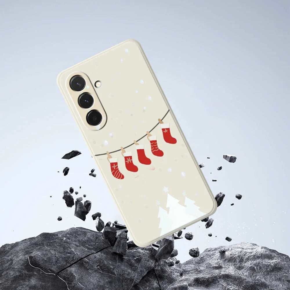 For Samsung Galaxy A36 5G Case Christmas Stockings Pattern Printing Straight Edge TPU Phone Back Cover - Beige - 7