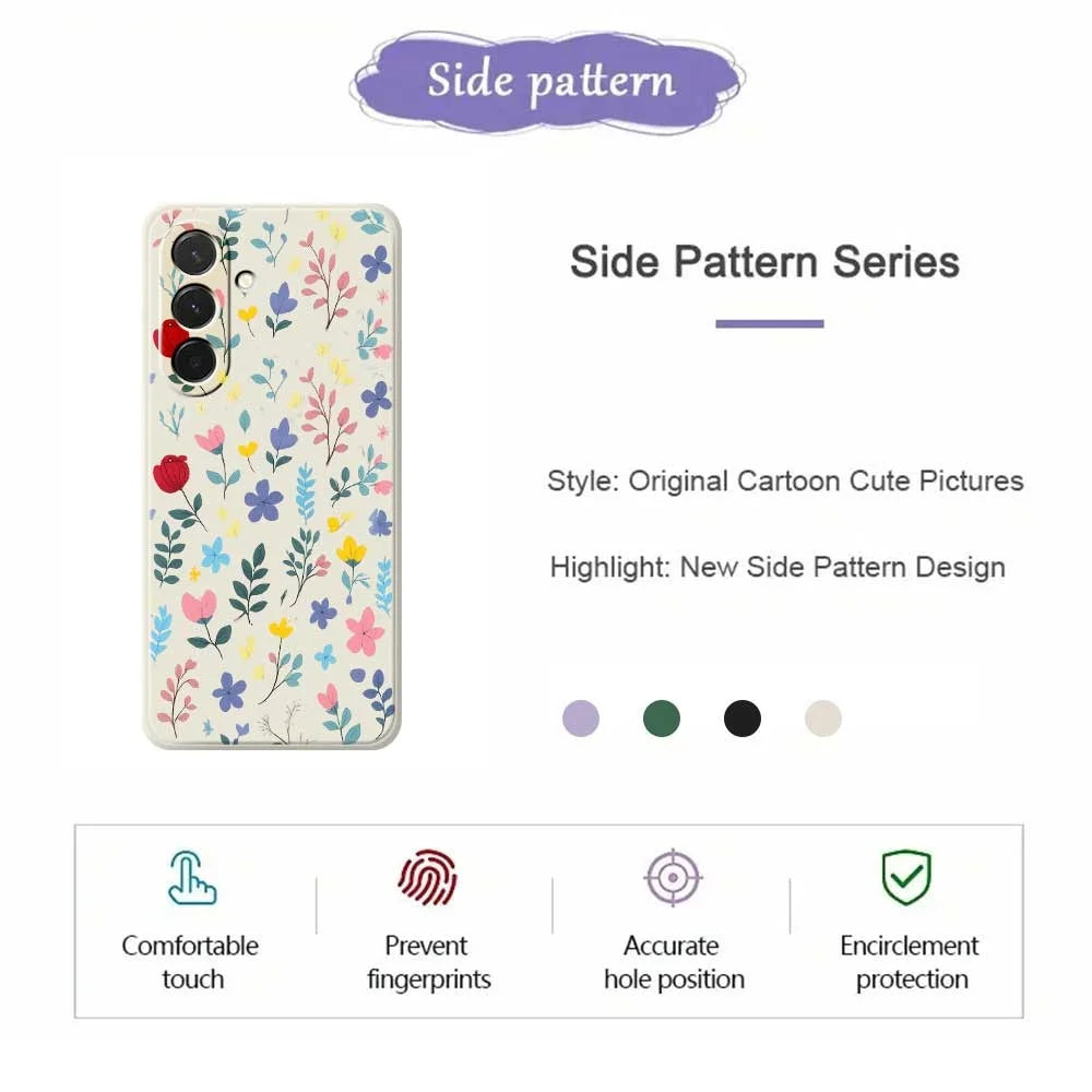 For Samsung Galaxy A36 5G Case Colorful Flower Branches Pattern Printing Straight Edge TPU Phone Back Cover - Beige - 2