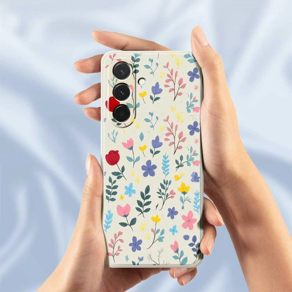 For Samsung Galaxy A36 5G Case Colorful Flower Branches Pattern Printing Straight Edge TPU Phone Back Cover - Beige - 6