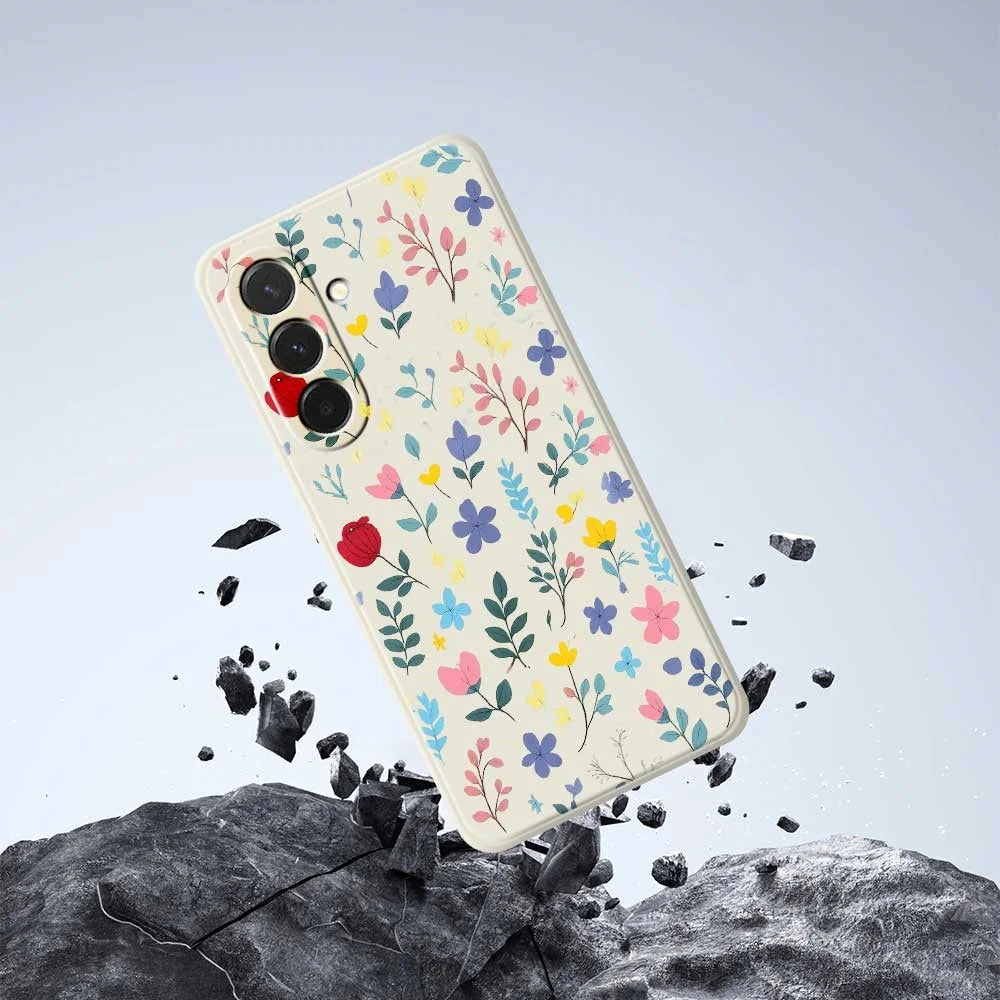 For Samsung Galaxy A36 5G Case Colorful Flower Branches Pattern Printing Straight Edge TPU Phone Back Cover - Beige - 7