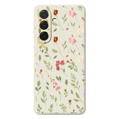 For Samsung Galaxy A36 5G Case Small Flower Leaves Pattern Printing Straight Edge TPU Phone Back Cover - Beige - 1