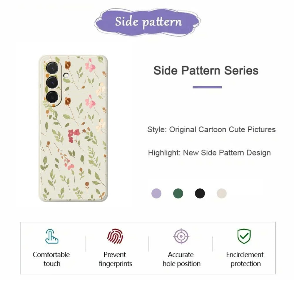 For Samsung Galaxy A36 5G Case Small Flower Leaves Pattern Printing Straight Edge TPU Phone Back Cover - Beige - 2