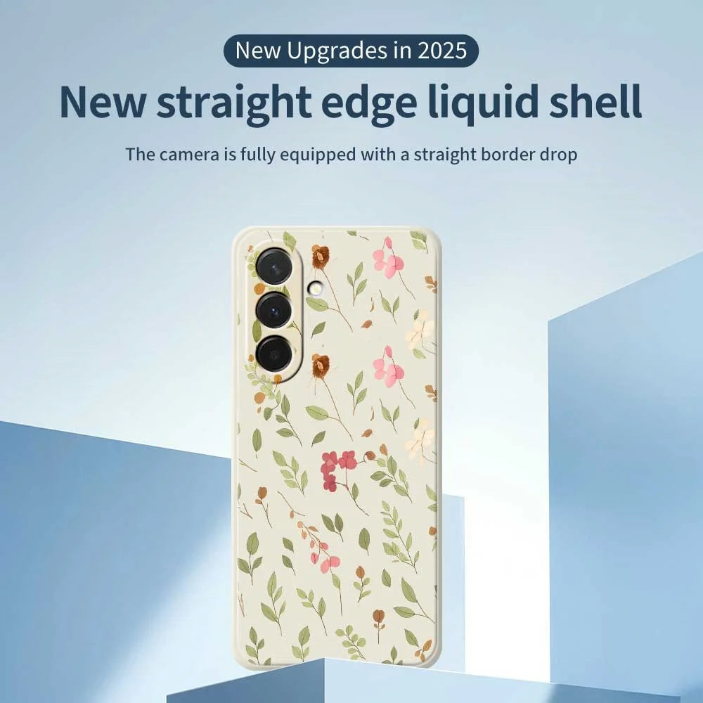 For Samsung Galaxy A36 5G Case Small Flower Leaves Pattern Printing Straight Edge TPU Phone Back Cover - Beige - 3