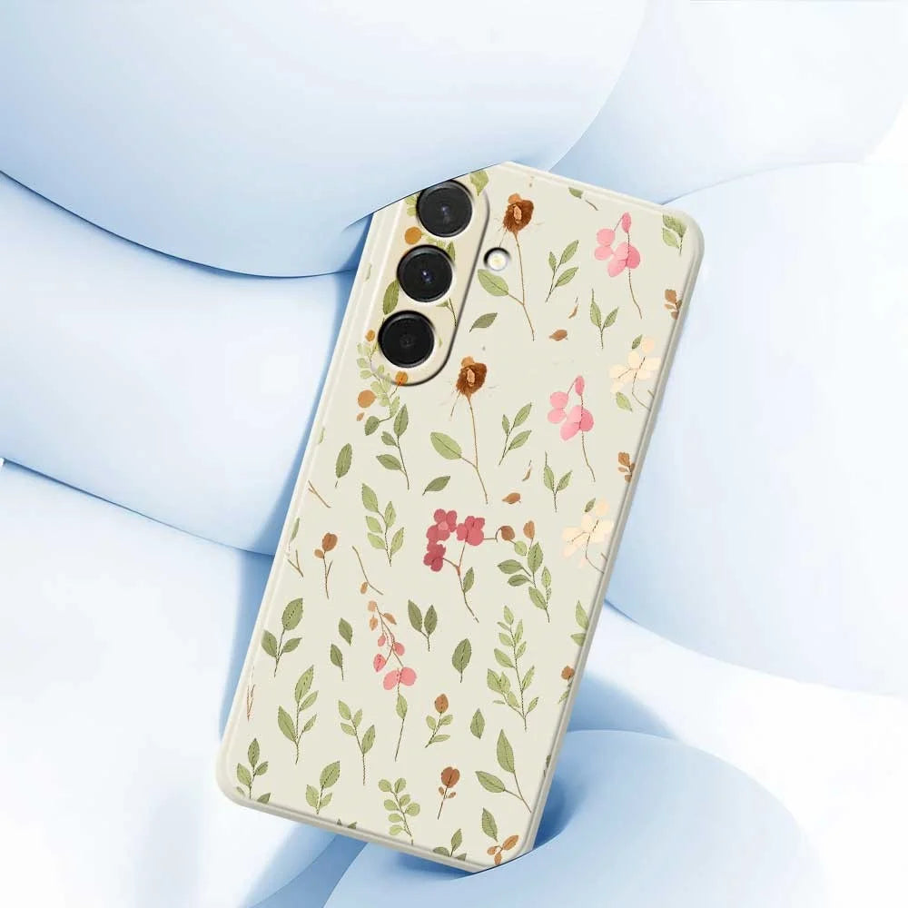 For Samsung Galaxy A36 5G Case Small Flower Leaves Pattern Printing Straight Edge TPU Phone Back Cover - Beige - 5