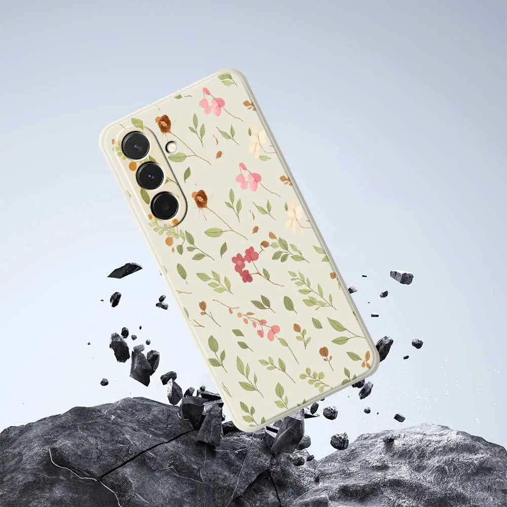 For Samsung Galaxy A36 5G Case Small Flower Leaves Pattern Printing Straight Edge TPU Phone Back Cover - Beige - 7