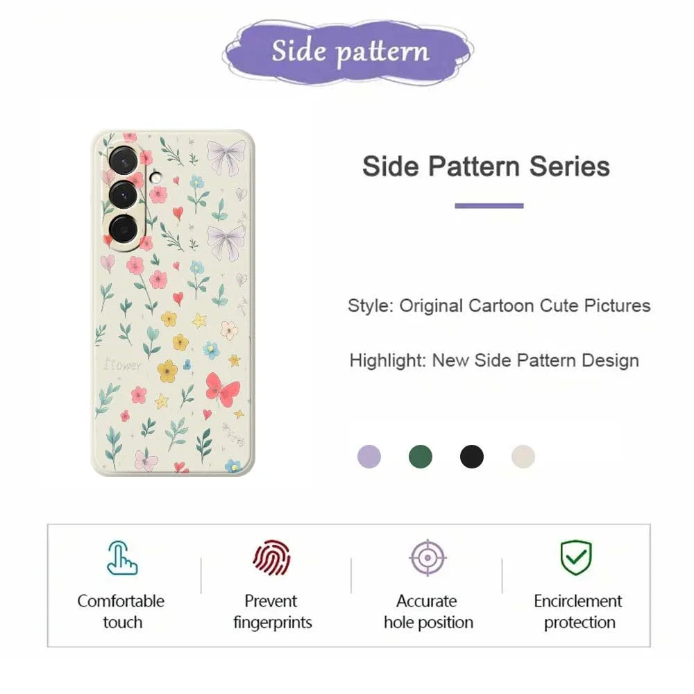 For Samsung Galaxy A36 5G Case Floral Bow Pattern Printing Straight Edge TPU Phone Back Cover - Beige - 2