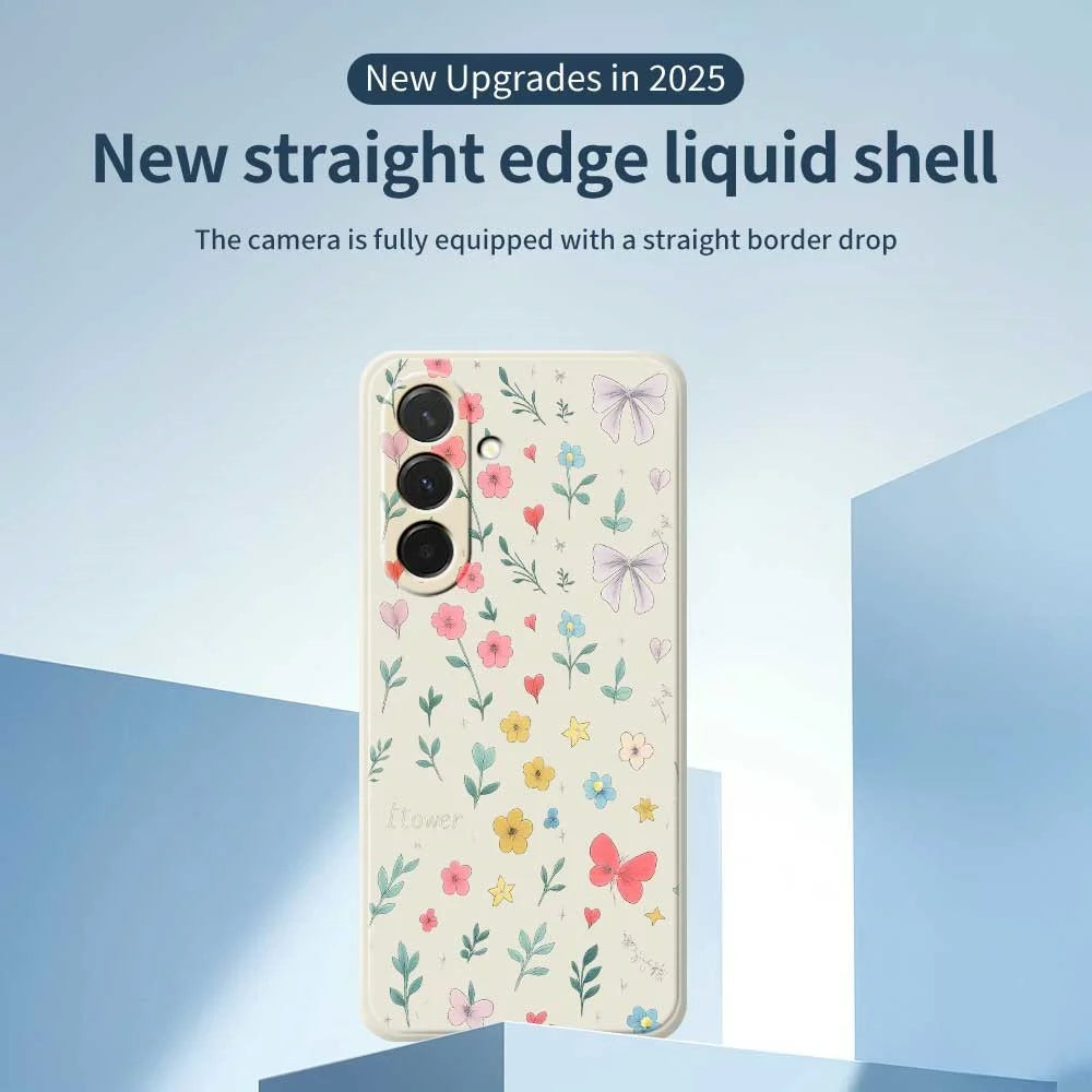 For Samsung Galaxy A36 5G Case Floral Bow Pattern Printing Straight Edge TPU Phone Back Cover - Beige - 3