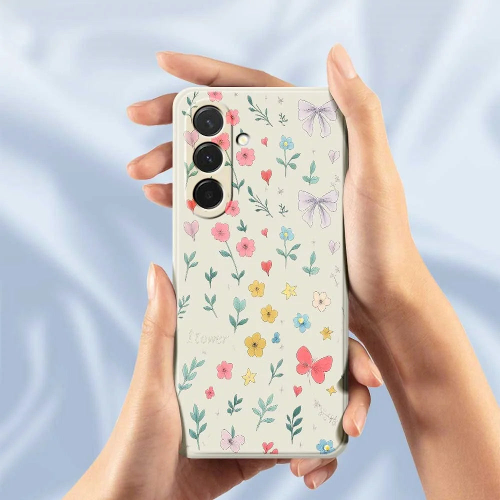For Samsung Galaxy A36 5G Case Floral Bow Pattern Printing Straight Edge TPU Phone Back Cover - Beige - 6