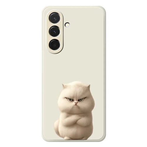 For Samsung Galaxy A36 5G Case Angry Cat Pattern Printing Straight Edge TPU Phone Back Cover - Beige - 1