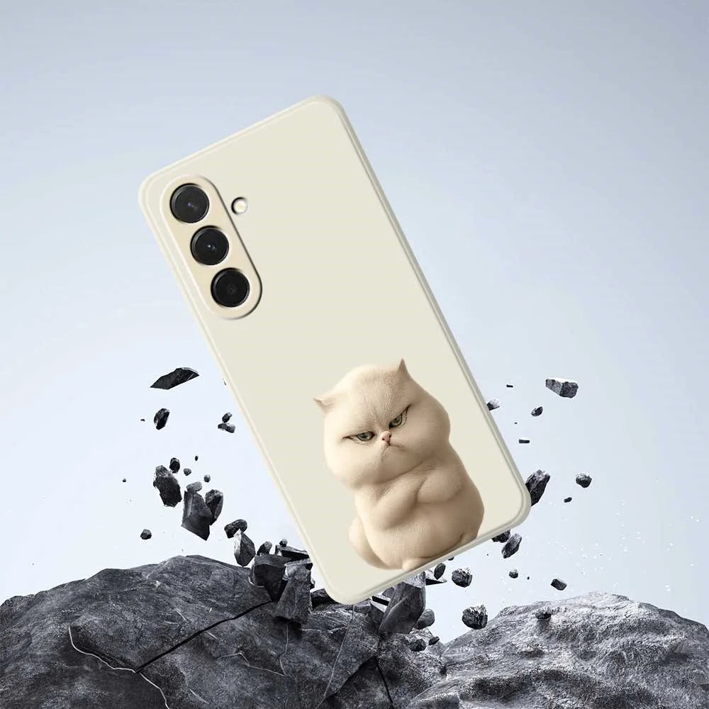 For Samsung Galaxy A36 5G Case Angry Cat Pattern Printing Straight Edge TPU Phone Back Cover - Beige - 7