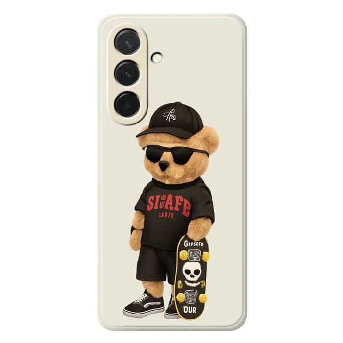 For Samsung Galaxy A36 5G Case Cool Bear Pattern Printing Straight Edge TPU Phone Back Cover - Beige - 1