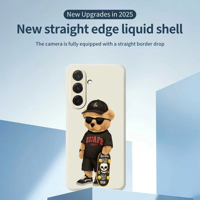 For Samsung Galaxy A36 5G Case Cool Bear Pattern Printing Straight Edge TPU Phone Back Cover - Beige - 3