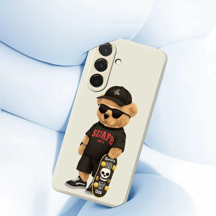 For Samsung Galaxy A36 5G Case Cool Bear Pattern Printing Straight Edge TPU Phone Back Cover - Beige - 5