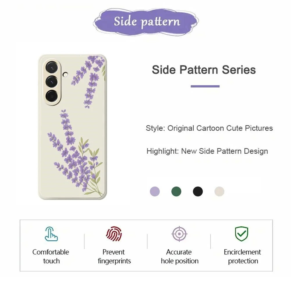 For Samsung Galaxy A36 5G Case Lavender Pattern Printing Straight Edge TPU Phone Back Cover - Beige - 2