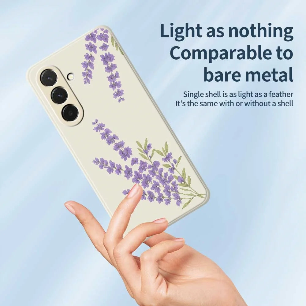 For Samsung Galaxy A36 5G Case Lavender Pattern Printing Straight Edge TPU Phone Back Cover - Beige - 4