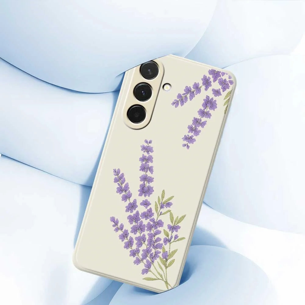 For Samsung Galaxy A36 5G Case Lavender Pattern Printing Straight Edge TPU Phone Back Cover - Beige - 5