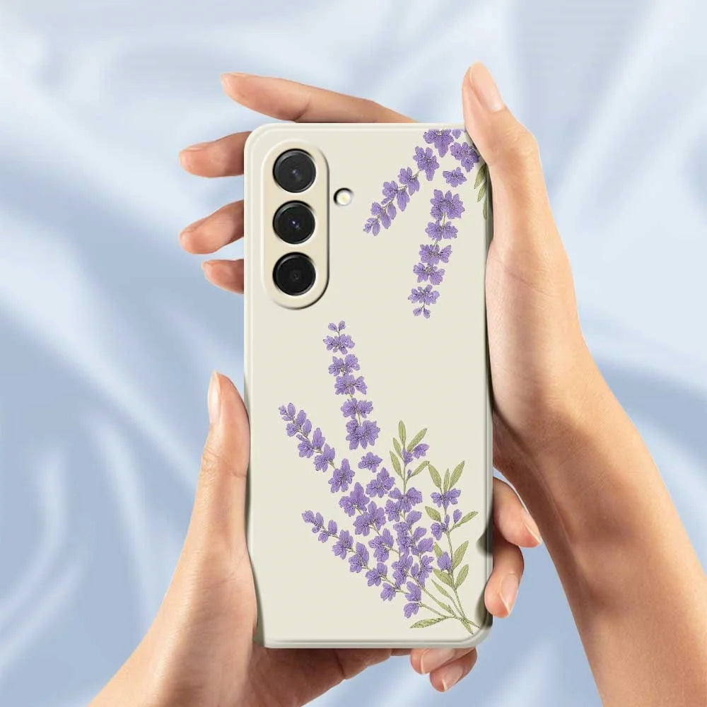 For Samsung Galaxy A36 5G Case Lavender Pattern Printing Straight Edge TPU Phone Back Cover - Beige - 6