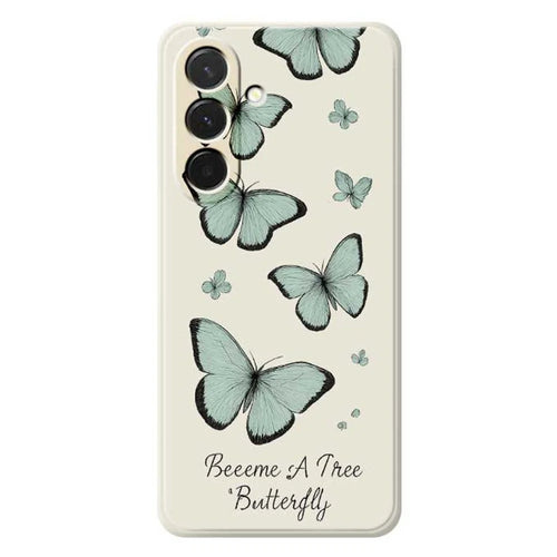 For Samsung Galaxy A36 5G Case Green Butterfly Pattern Printing Straight Edge TPU Phone Back Cover - Beige - 1