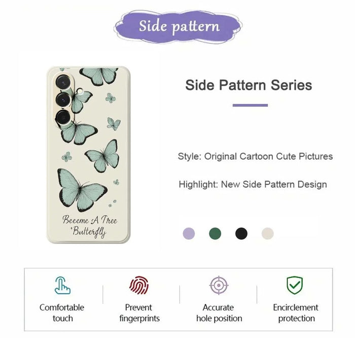 For Samsung Galaxy A36 5G Case Green Butterfly Pattern Printing Straight Edge TPU Phone Back Cover - Beige - 2