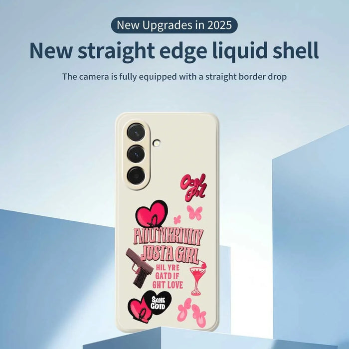 For Samsung Galaxy A36 5G Case Pink Elements Pattern Printing Straight Edge TPU Phone Back Cover - Beige - 3