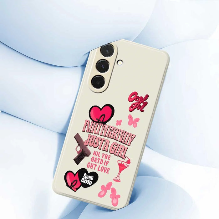 For Samsung Galaxy A36 5G Case Pink Elements Pattern Printing Straight Edge TPU Phone Back Cover - Beige - 5