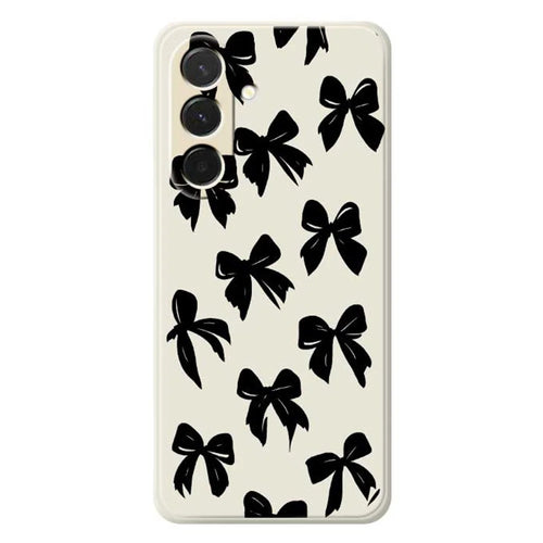 For Samsung Galaxy A36 5G Case Black Bow Pattern Printing Straight Edge TPU Phone Back Cover - Beige - 1