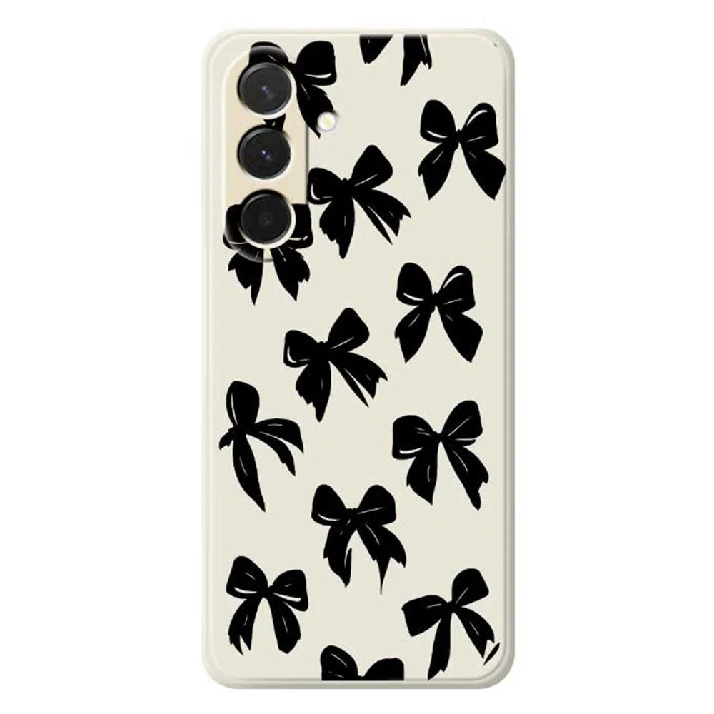 For Samsung Galaxy A36 5G Case Black Bow Pattern Printing Straight Edge TPU Phone Back Cover - Beige - 1