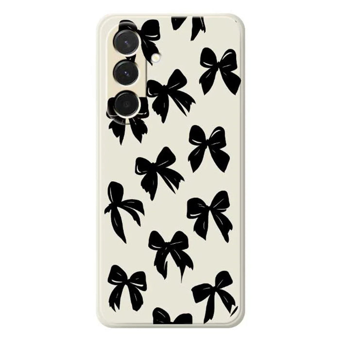 For Samsung Galaxy A36 5G Case Black Bow Pattern Printing Straight Edge TPU Phone Back Cover - Beige - 1