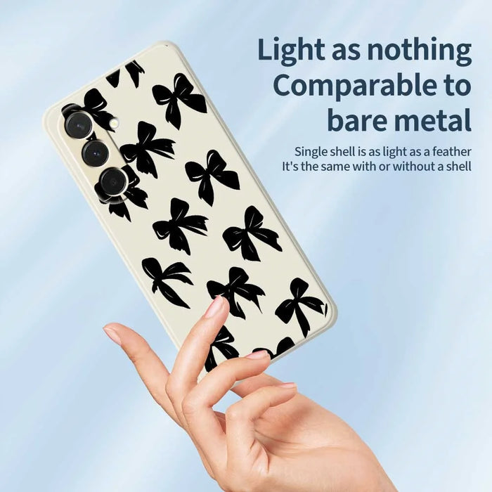 For Samsung Galaxy A36 5G Case Black Bow Pattern Printing Straight Edge TPU Phone Back Cover - Beige - 4