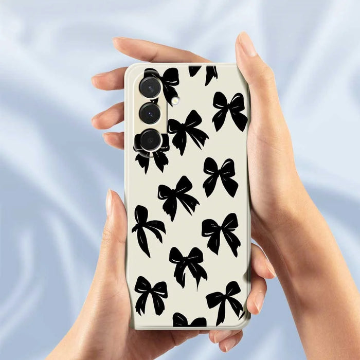 For Samsung Galaxy A36 5G Case Black Bow Pattern Printing Straight Edge TPU Phone Back Cover - Beige - 6