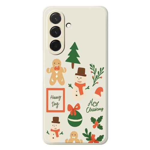 For Samsung Galaxy A36 5G Case Christmas Snowman Pattern Printing Straight Edge TPU Phone Back Cover - Beige - 1