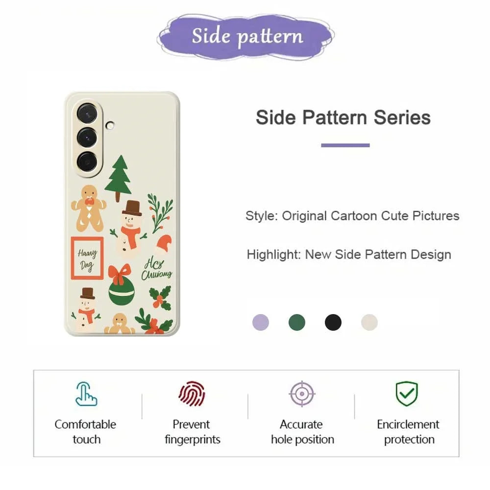 For Samsung Galaxy A36 5G Case Christmas Snowman Pattern Printing Straight Edge TPU Phone Back Cover - Beige - 2