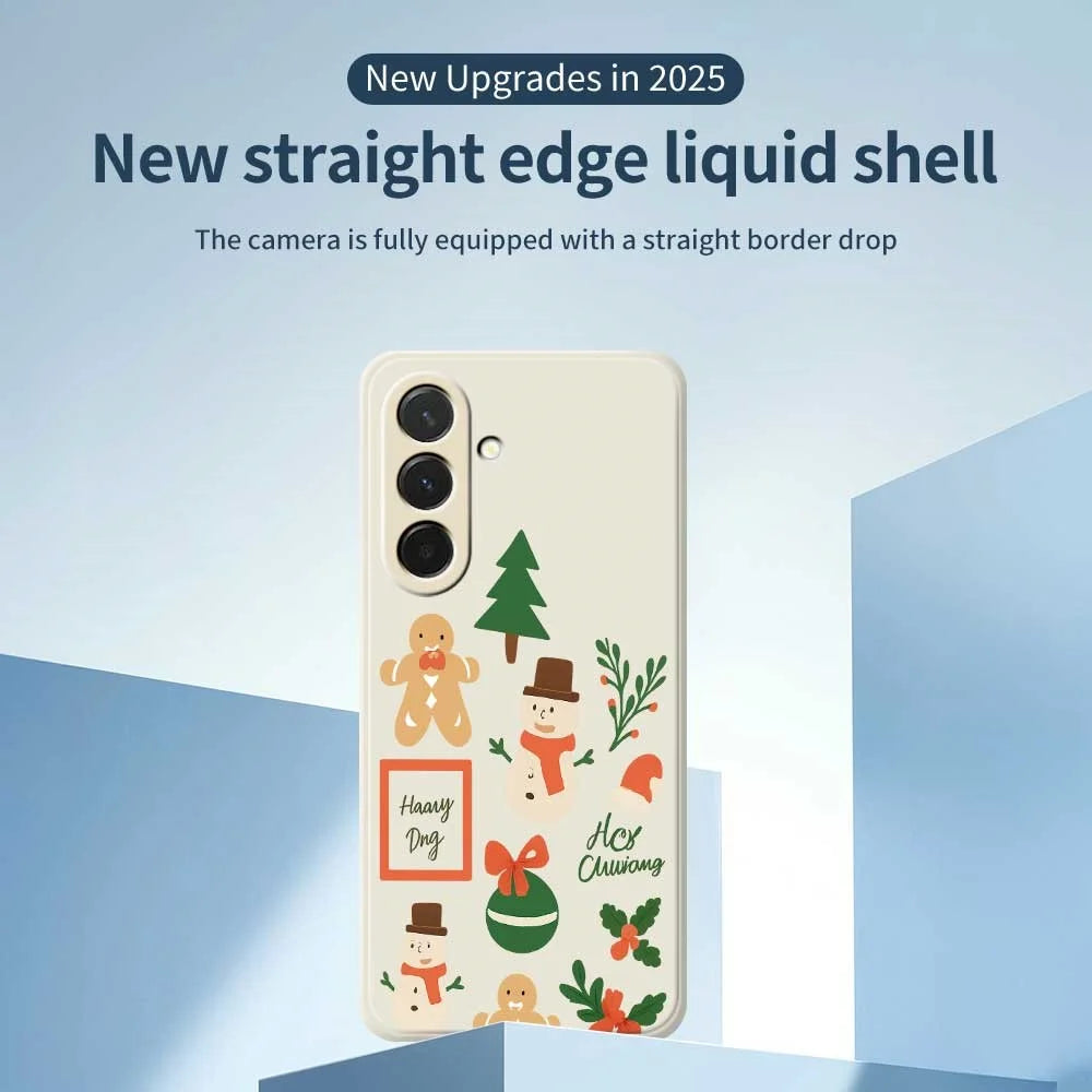 For Samsung Galaxy A36 5G Case Christmas Snowman Pattern Printing Straight Edge TPU Phone Back Cover - Beige - 3