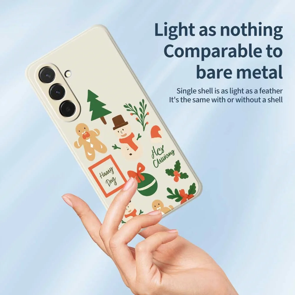 For Samsung Galaxy A36 5G Case Christmas Snowman Pattern Printing Straight Edge TPU Phone Back Cover - Beige - 4