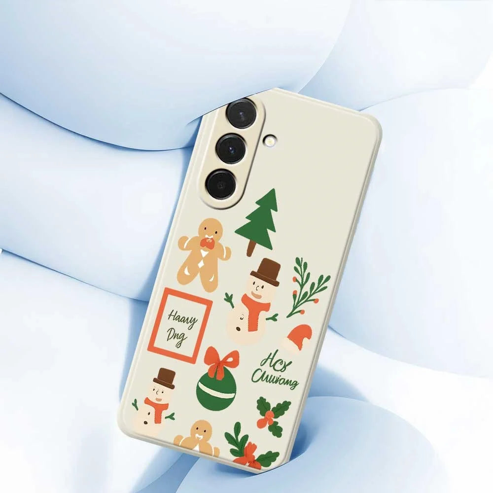 For Samsung Galaxy A36 5G Case Christmas Snowman Pattern Printing Straight Edge TPU Phone Back Cover - Beige - 5