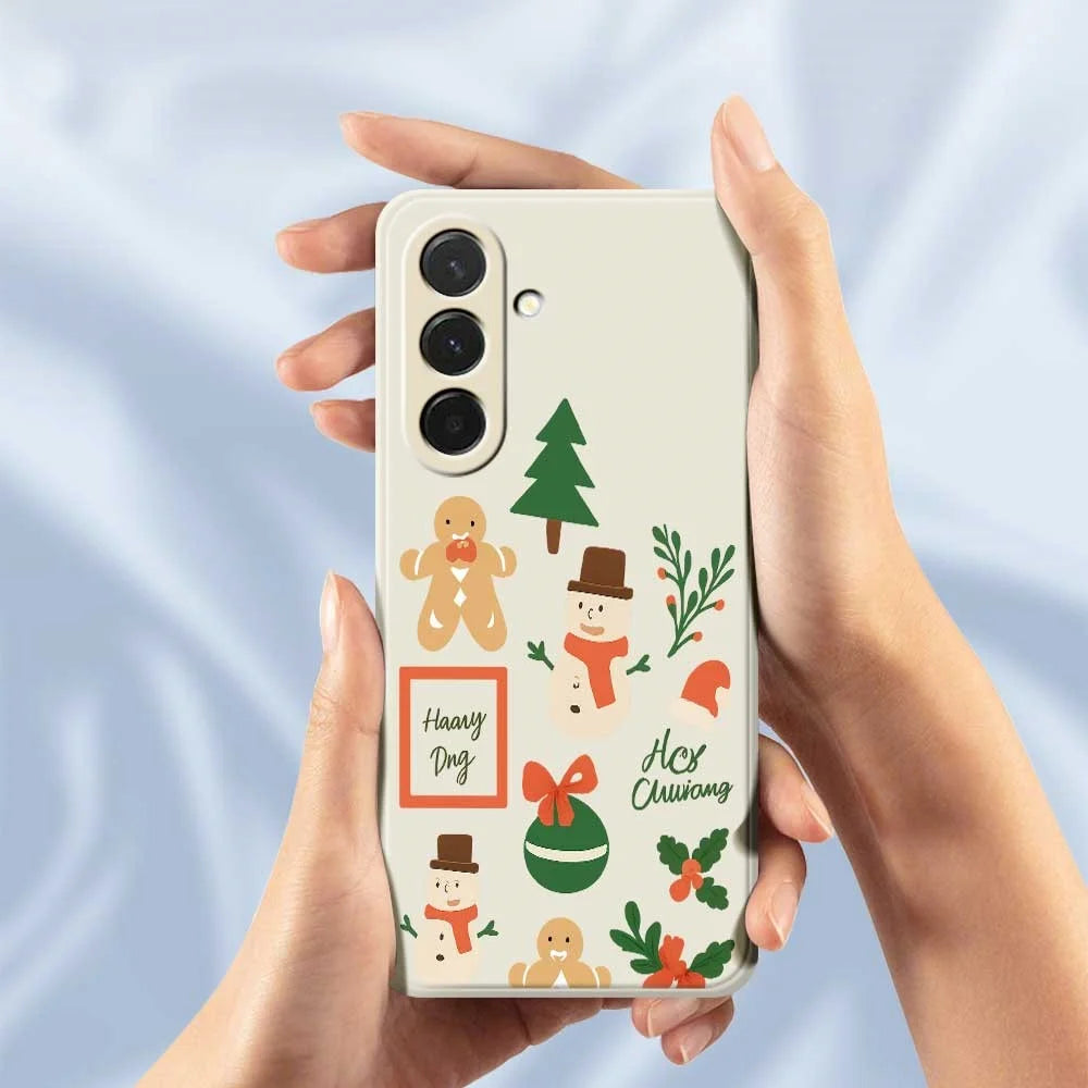 For Samsung Galaxy A36 5G Case Christmas Snowman Pattern Printing Straight Edge TPU Phone Back Cover - Beige - 6