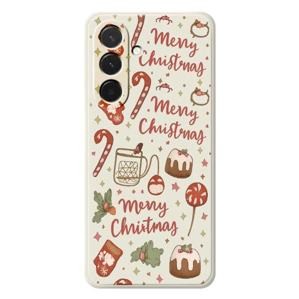 For Samsung Galaxy A36 5G Case Merry Christmas Pattern Printing Straight Edge TPU Phone Back Cover - Beige - 1