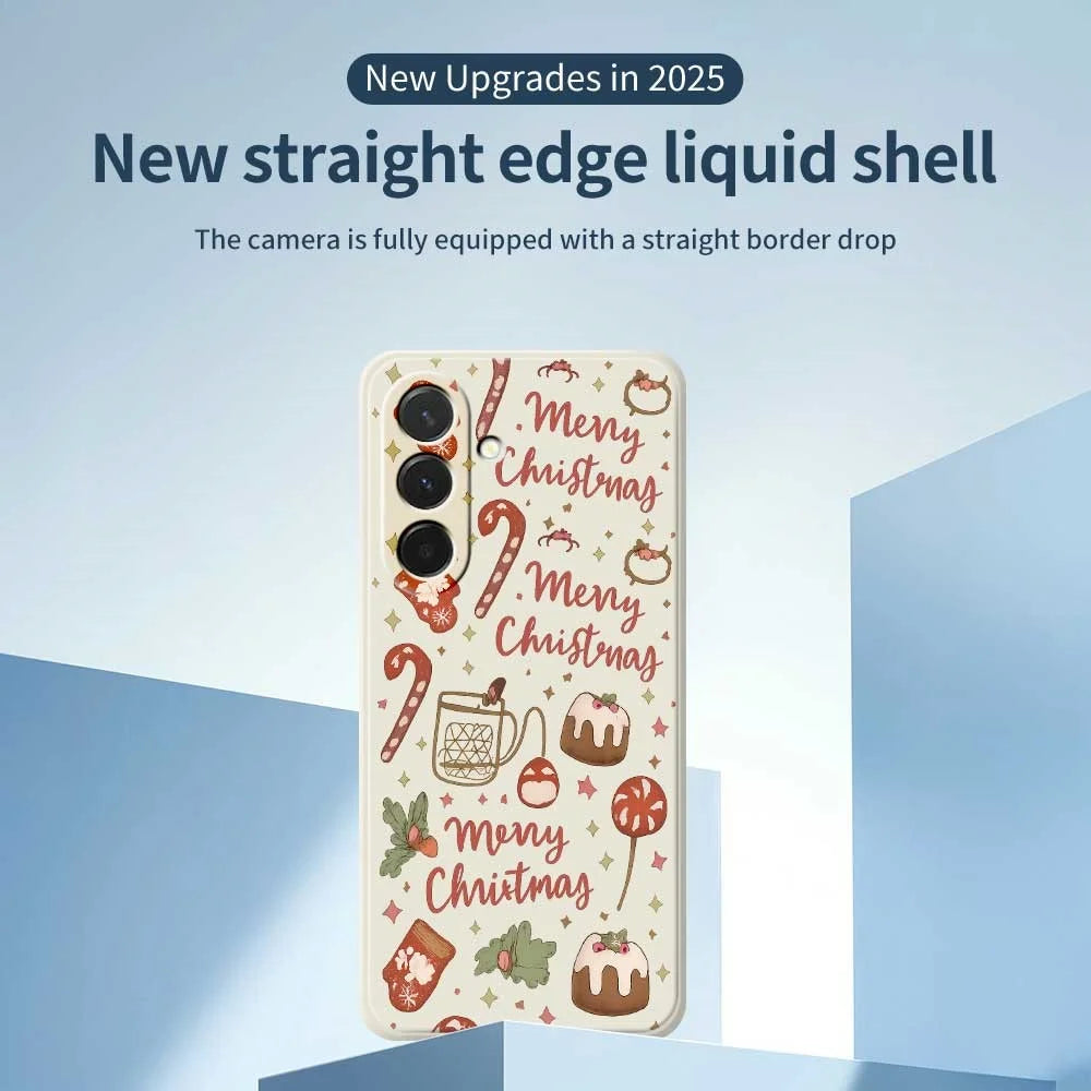 For Samsung Galaxy A36 5G Case Merry Christmas Pattern Printing Straight Edge TPU Phone Back Cover - Beige - 3