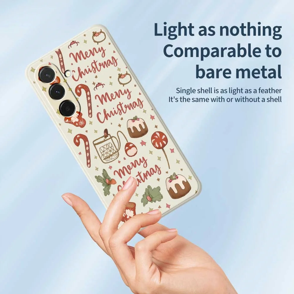 For Samsung Galaxy A36 5G Case Merry Christmas Pattern Printing Straight Edge TPU Phone Back Cover - Beige - 4